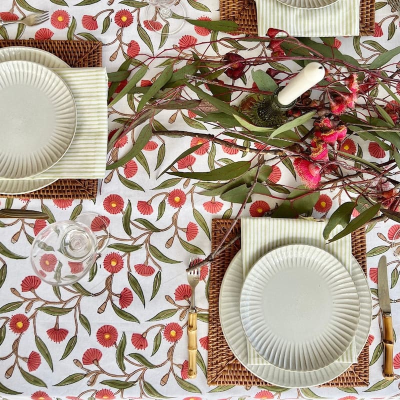 Red and green flowering gums tablecloth- Rectangular Christmas