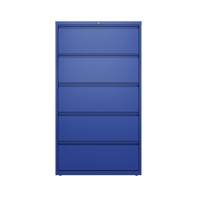 Hirsh 36-in Wide HL10000 Series 5 Drawer Lateral File Cabinet with Posting Shelf and Roll-Out Binder Storage, White