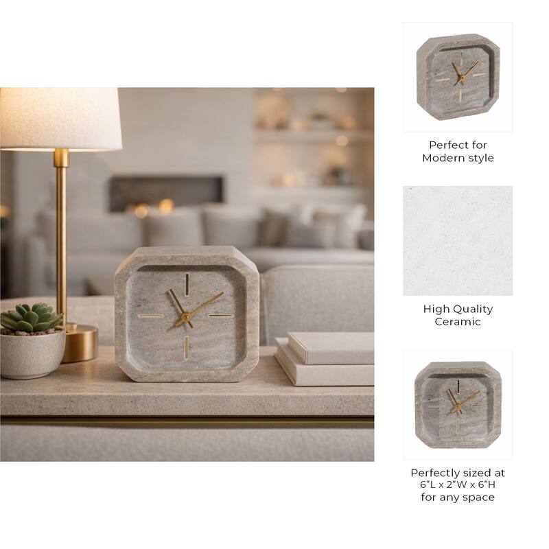 Modern Marble Octagon Decorative Table Clock