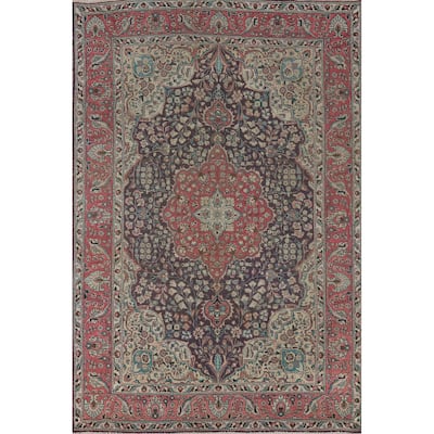Floral Tabriz Vintage Persian Area Rug Handmade Wool Carpet - 6'5" x 9'8"