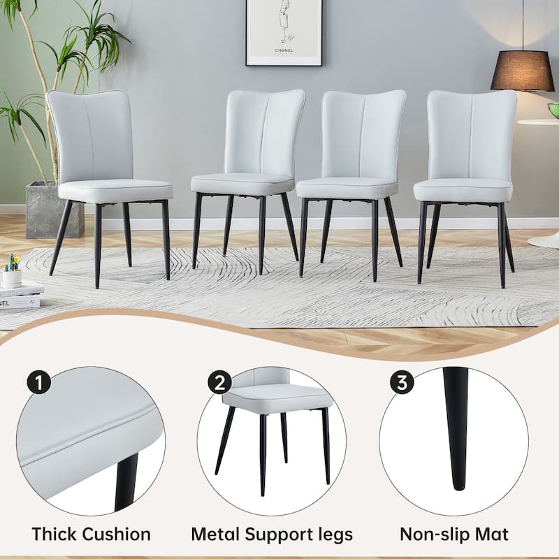 Kitchen Dining Table Set for 4-6 People, Rectangular Wooden Table with Faux Leather Dining Chairs