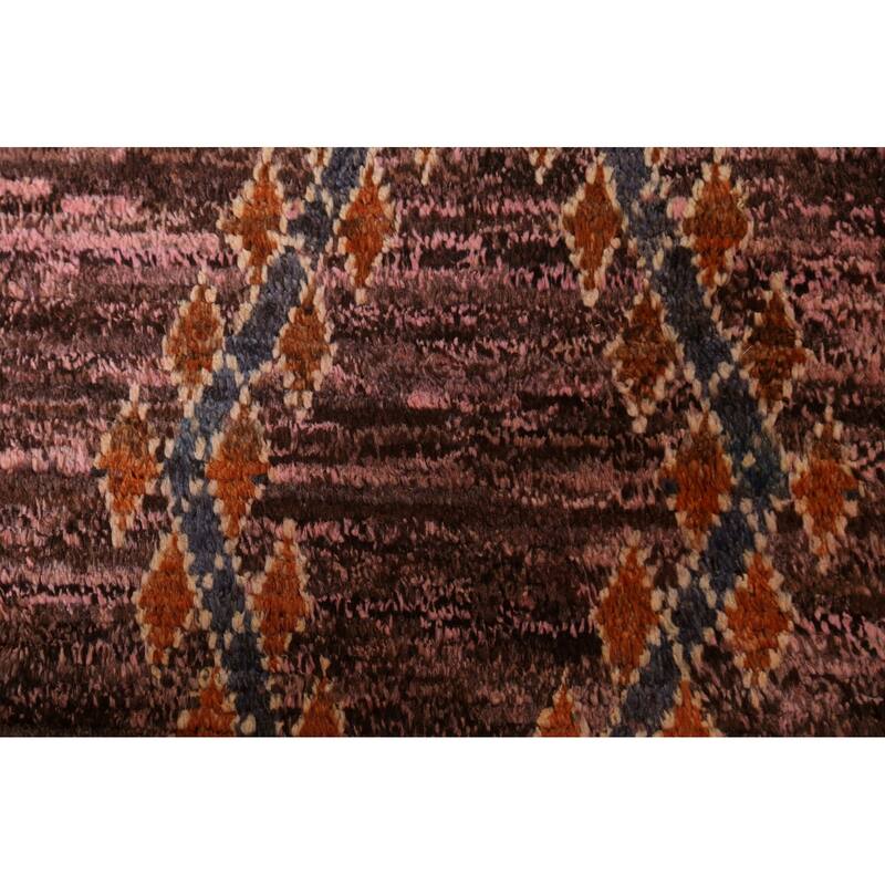 Hand Knotted Oriental 100% Wool Carpet Modern Tribal Pink Moroccan Area Rug - 8' 0'' X 5' 9''