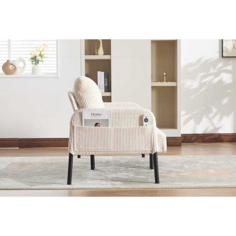 Oversized Loveseat, Modern & Plush Double-seater Sofa, Corduroy Upholstered Couch - Beige