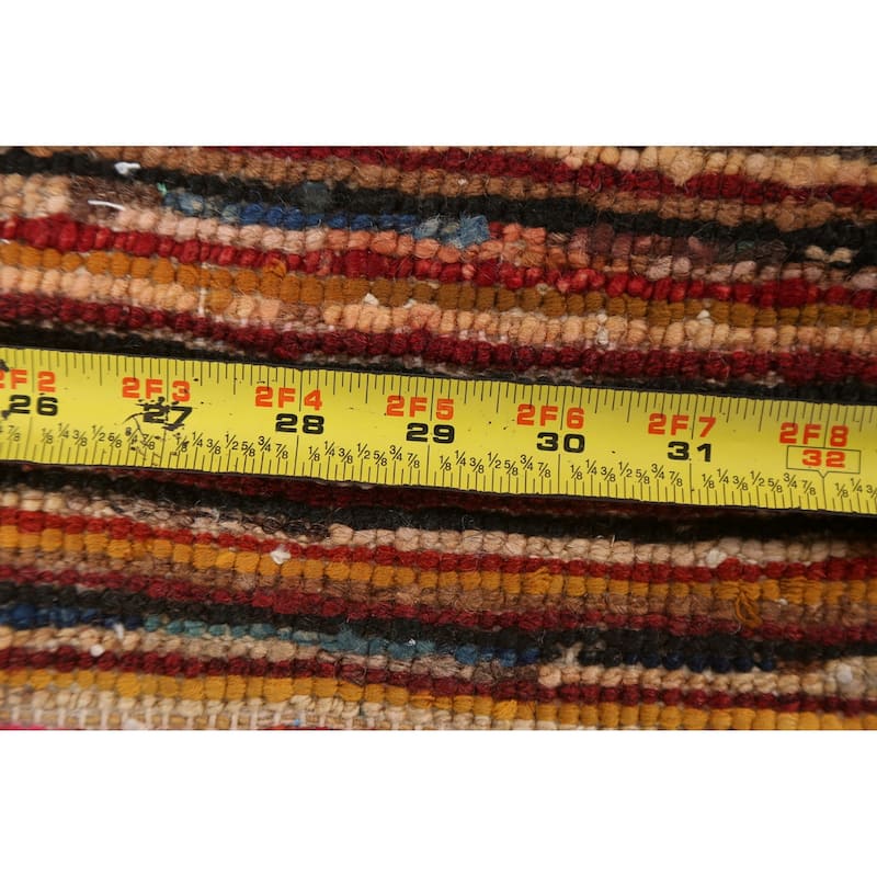 Contemporary Striped Gabbeh Kashkoli Area Rug Wool Hand-knotted Carpet - 2'6" x 4'1"