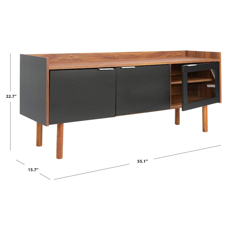 SAFAVIEH Breann Walnut 55-inch Storage Media TV Stand - 55.1" W x 15.7" L x 22.7" H - 55Wx16Dx23H