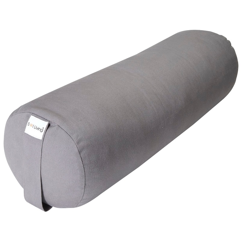 Sol Living Cylindrical Cotton Yoga Bolster - Grey