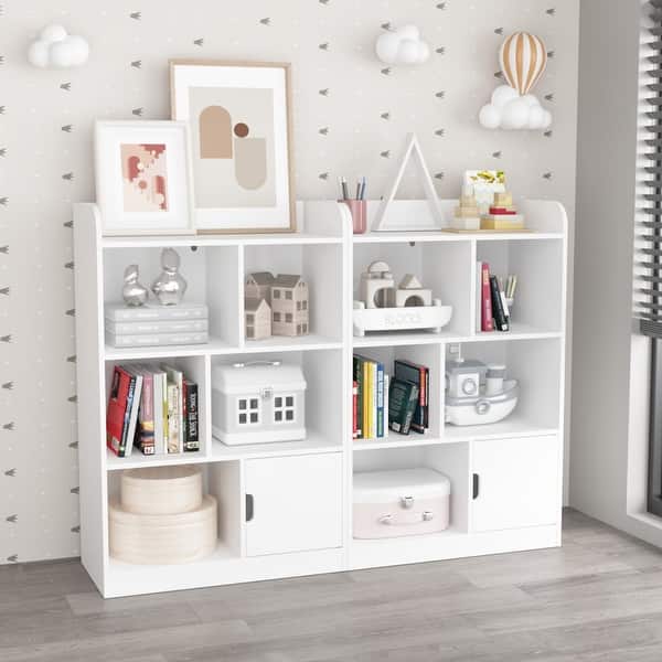 slide 2 of 13, Kids Bookshelf Cube Organizer with 6 Compartments for Bedroom and Living Room - 23.62”L x 11.81”W x 35.43”H White
