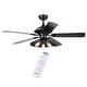 preview thumbnail 4 of 5, Upille 3-light Metal 5-blade 52-inch Matte Black Ceiling Fan (Optional Remote Available) Matte Black Remote
