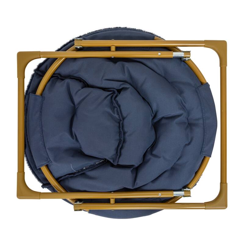 Kids Folding Synthetic Fur Saucer Chair for Playroom or Bedroom - 12.25"D x 22.75"W x 22"H