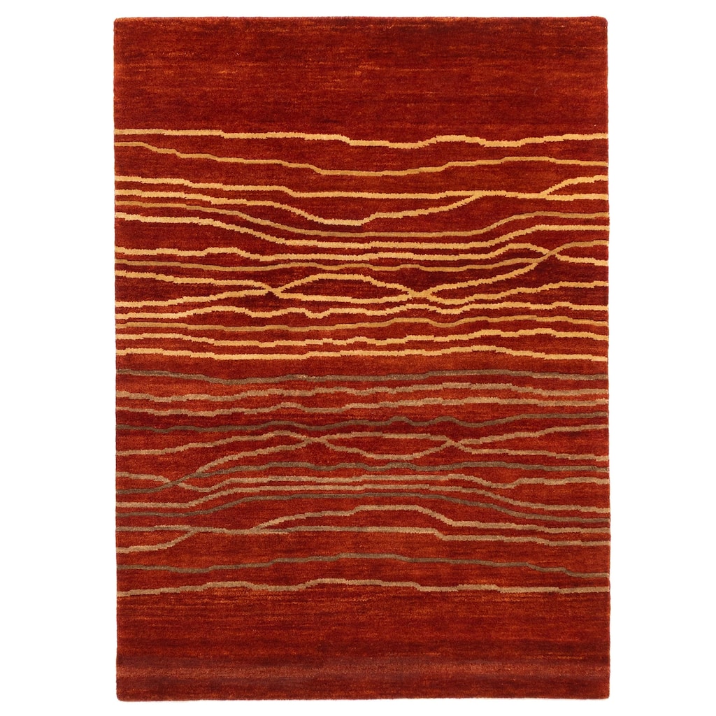 ECARPETGALLERY Hand-knotted Peshawar Ziegler Dark Copper Wool Rug - 5'0 x 7'0