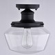 preview thumbnail 9 of 10, Collins Black Farmhouse Outdoor Flush Mount Ceiling Light Clear Schoolhouse Glass - 10-in. W x 10.5-in. H x 10-in. D