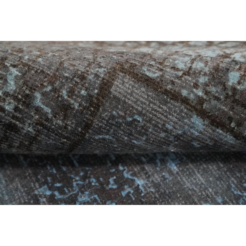 Hand Knotted Oriental Viscose Silk Carpet Modern Abstract Greys & Charcoal Abstract Area Rug - 7' 8'' X 5' 2''