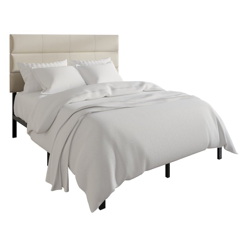 CraftPorch Contemporary Woven Linen Fabric Upholstered Platform Bed