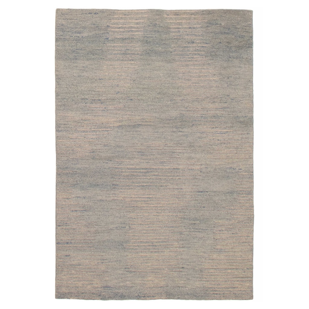 ECARPETGALLERY Hand-knotted Tangier Light Denim Blue Wool Rug - 5'0 x 7'11