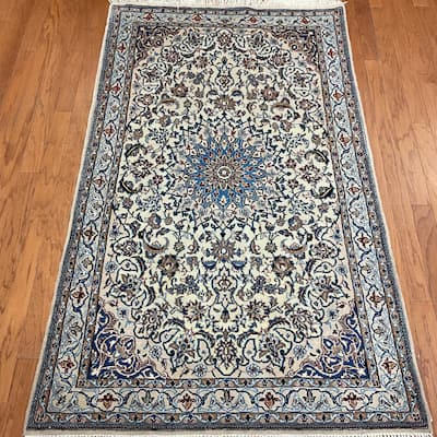 HERAT ORIENTAL Handmade Fine Nain Wool & Silk Rug - 3'11" x 6'5"