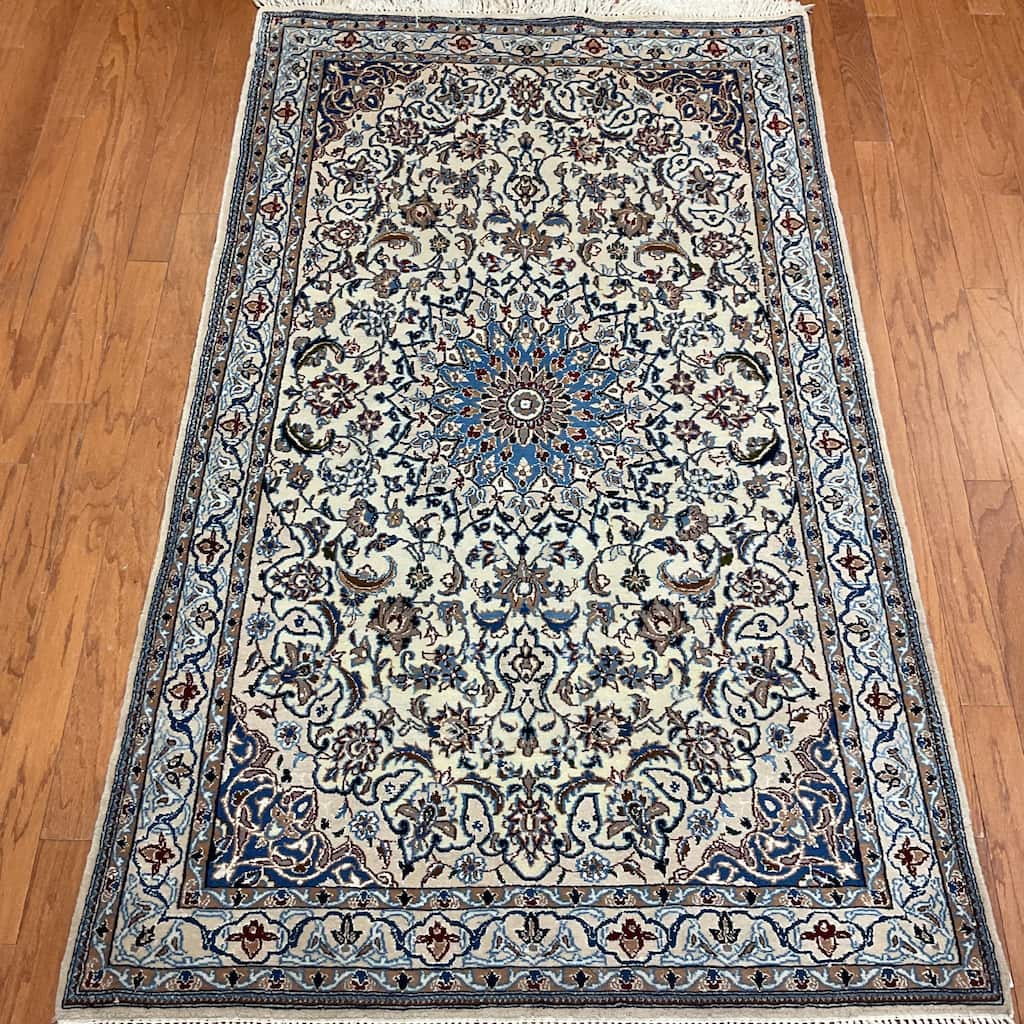 HERAT ORIENTAL Handmade Fine Nain Wool & Silk Rug - 3'11" x 6'5"