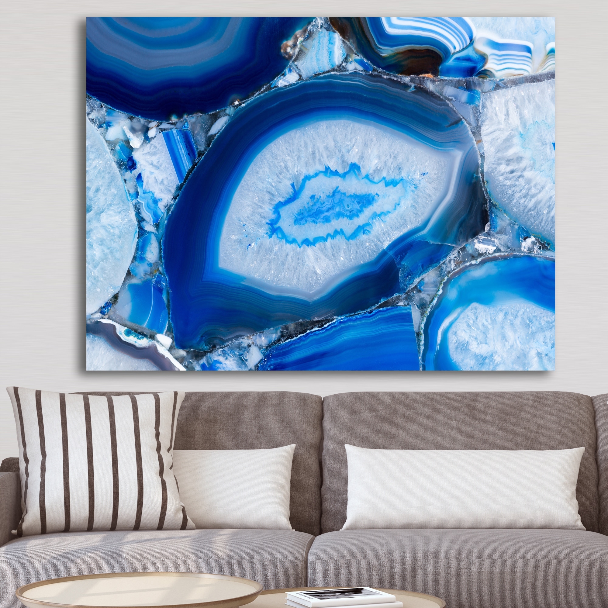 Designart Blue Agate Geode Mid-Century Modern Canvas Art - Blue - On Sale  - Bed Bath & Beyond - 26036231