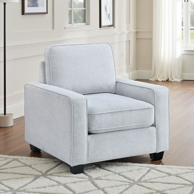 Pery Accent Chair w Reversible Cushions, Modern Light Gray Polyester