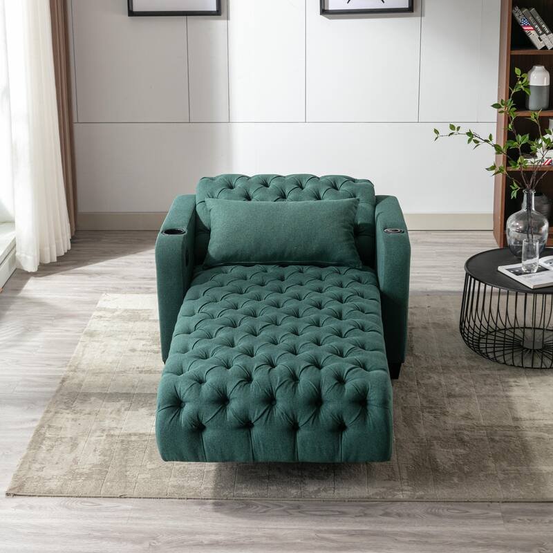 Functional Living Room Leisure Sofa Chair Bedroom Lounger with Buttons to Adjust Backrest