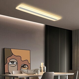 Acrylic LED Ceiling Light 3 Color Change Rectangle Flush Mount - 31.5 ...