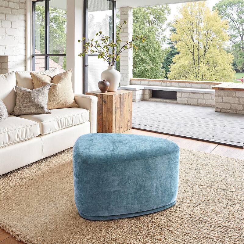 Bonnie 26"/43" W Chenille Small/ Oversized Triangular Cheese Ottoman