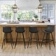 preview thumbnail 91 of 103, LUE BONA Modern Industrial Counter Stools Faux Leather Upholstered Counter Height Bar tools with Back Set of 4 - Black-30 in. - Counter Height