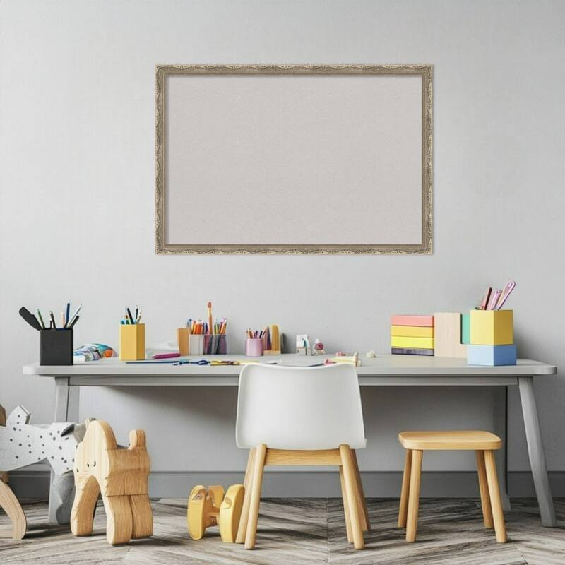 Mila Dark Silver Wood Framed Cork Board - Bulletin Board, Organization Board, Pin Board