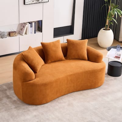 Curved Loveseat Full Compression Sponge 30D Sofa Chenille No-Assembly