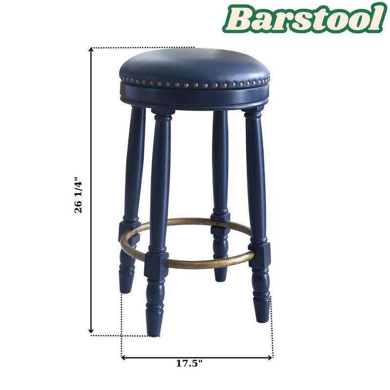 Bar Stools Set of 2, 26" Counter Height, 360° Swivel Wooden Bar stool with Fabric Upholstered Seat