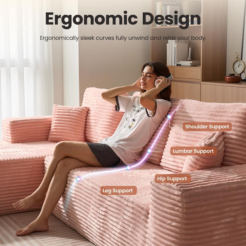 ​​OVIOS Lazy Chaise Lounge Sofa with Ottoman​