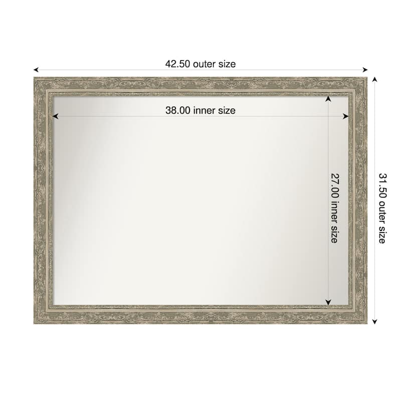 Filigree Non-Beveled Framed Wall Mirror - 43 x 32 in - Filigree Silver
