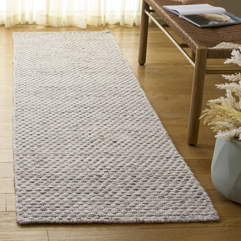 SAFAVIEH Handmade Vermont Trinidade Wool Rug - 2'3" x 8' Runner - Ivory/Grey