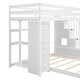 preview thumbnail 12 of 22, Twin Over Full Bunk Bed Frame with Built-In Shelves, Storage Stairs, Bottom Floor Bed with Pull-out Drawers, Wooden Loft Bed
