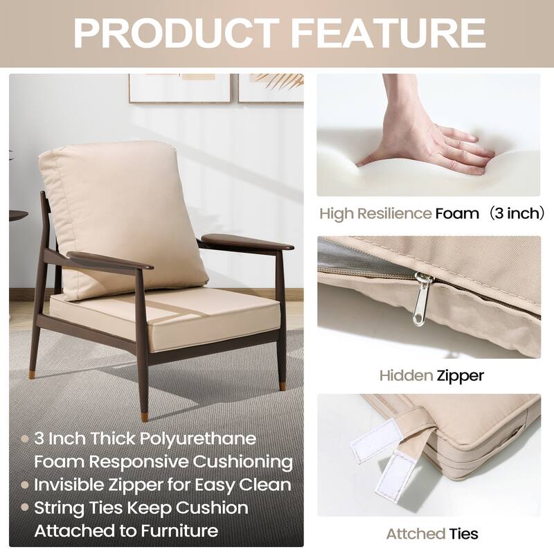 22 x 21 in Outdoor Patio Deep Seat Cushions Set Water Resistant