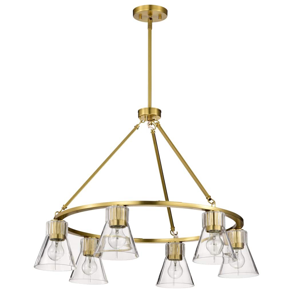 Gianna 6 Light Chandelier Vintage Brass Finish Clear Glass - Vintage Brass