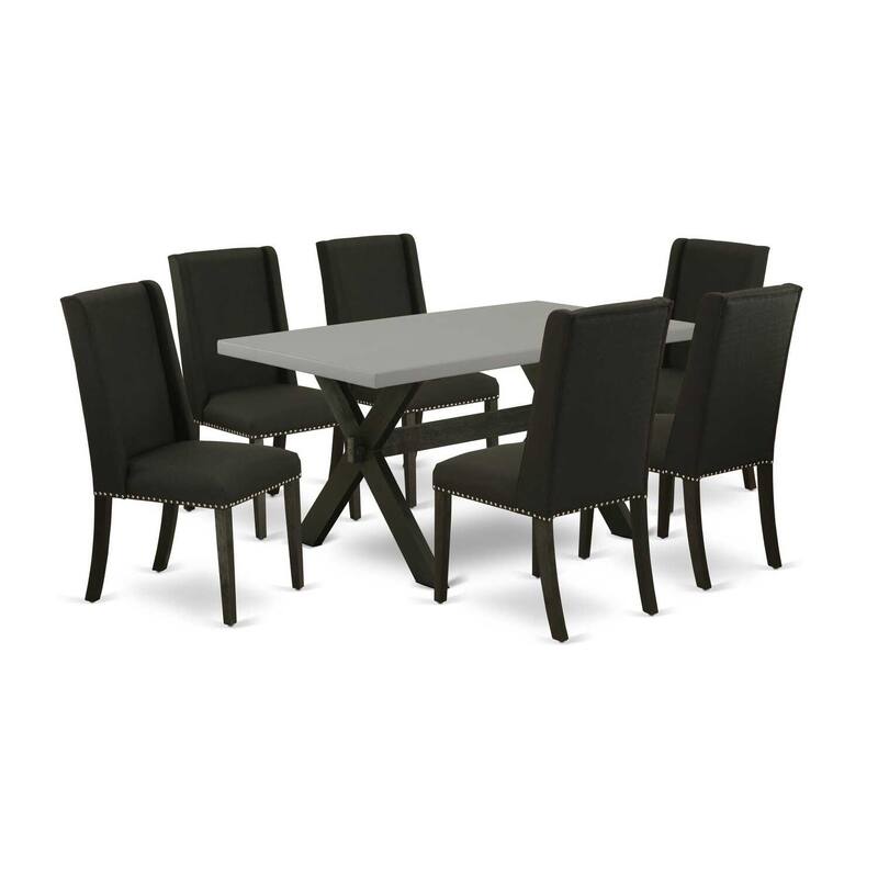 Modern 7-Piece Dining Set - Wood Table & 6 Parsons Chairs - Rustic Dining Room Furniture - 60