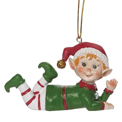 Transpac Resin 3.5 in. Multicolored Christmas Bright Elf Ornament