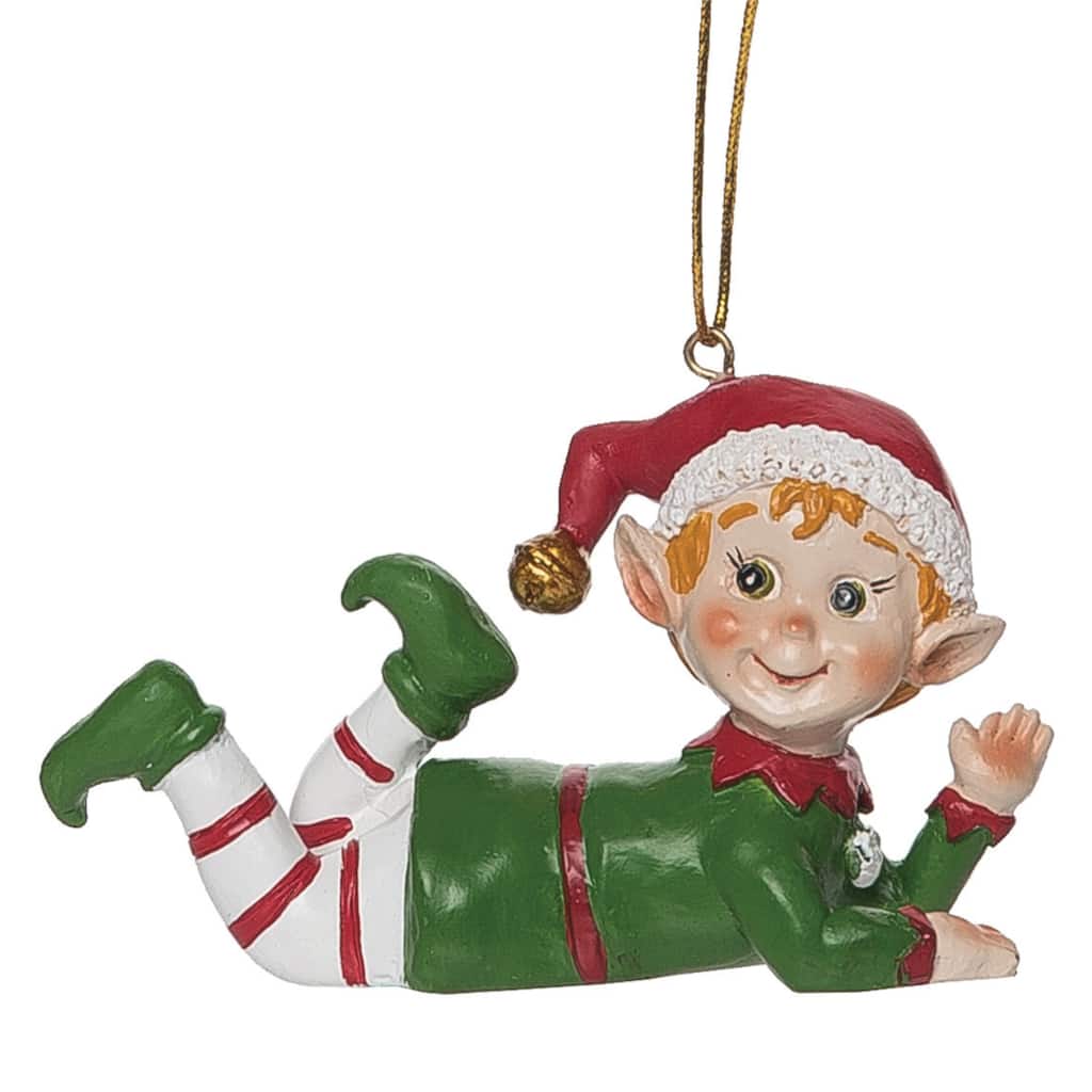 Transpac Resin 3.5 in. Multicolored Christmas Bright Elf Ornament