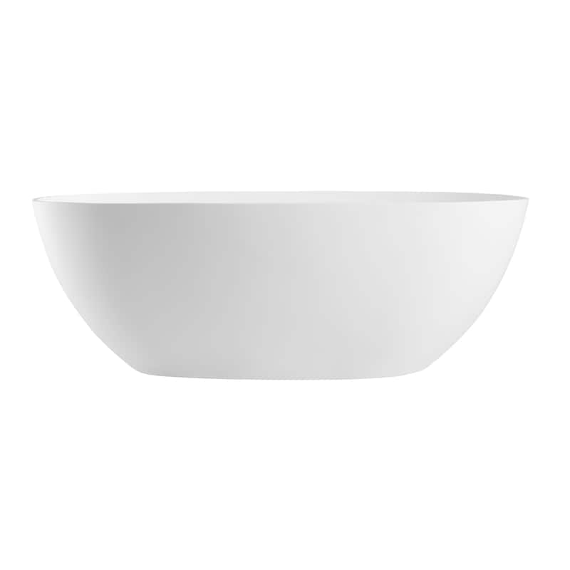 ALFI brand 59" White Oval Solid Surface Resin Soaking Bathtub