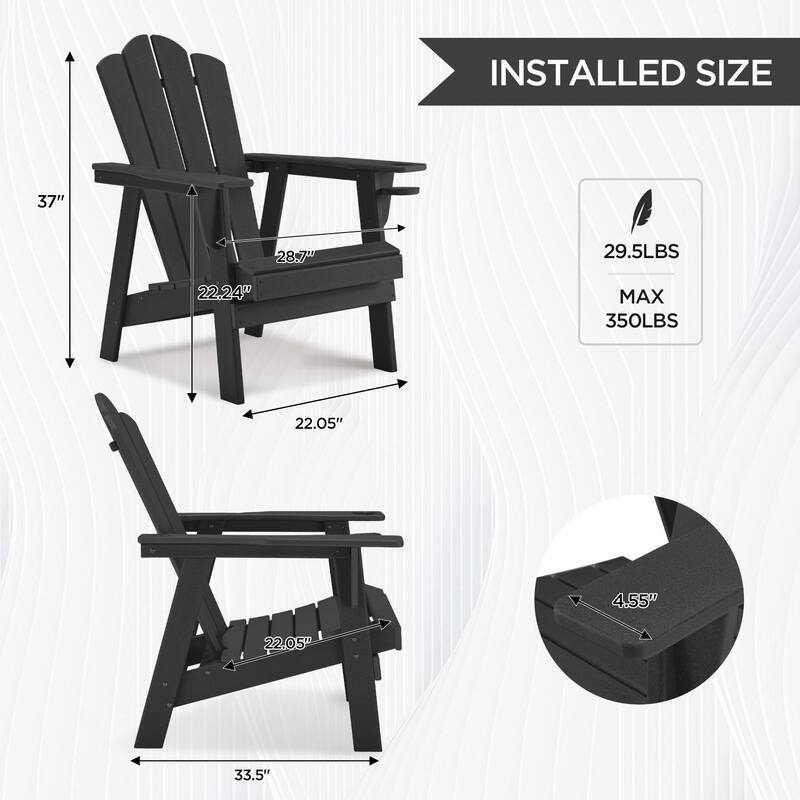 EROMMY Durable Adirondack Chair,Patio Chairs, Fire Pit Chairs, All-Weather Resistant, Suitable for Backyard, Patio, Camping