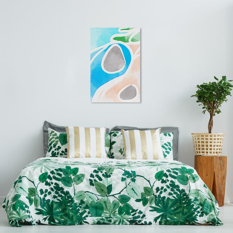Wynwood Studio Canvas Abstract Of Sea and Sand Blue and Modern & Contemporary Wall Art Canvas Print - 36 x 24
