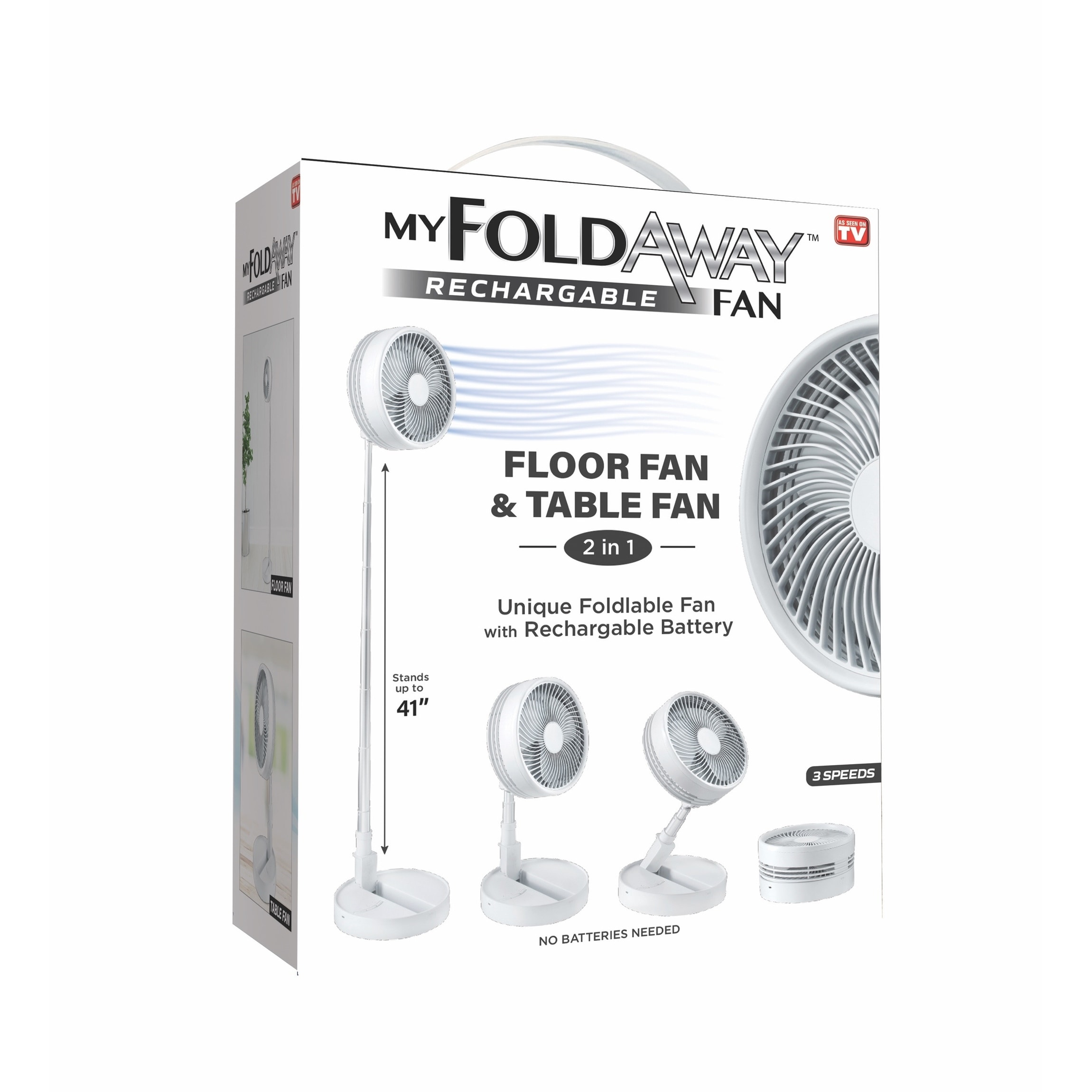MY FOLDAWAY FAN Rechargeable Ultra Lightweight Portable Compact Floor & Table