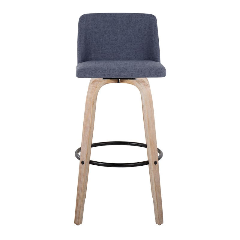 The Gray Barn Vallberga 30" Fixed-Height Bar Stool with White Washed Wood Base (Set of 2)