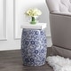 preview thumbnail 8 of 7, JONATHAN Y Lotus Blossom 17.5" Chinoiserie Ceramic Drum Garden Stool, Blue/White