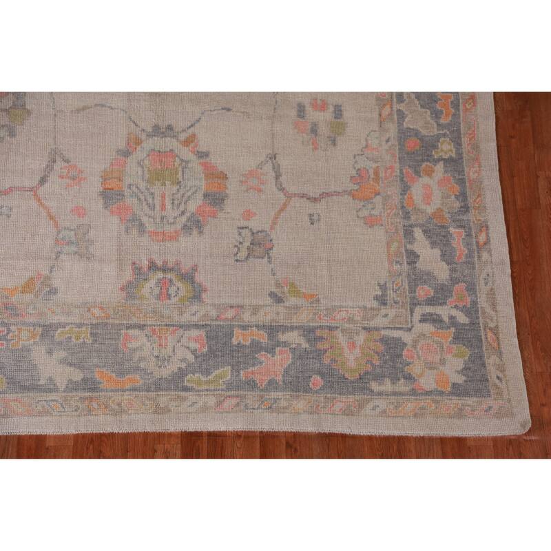 Hand Knotted Oriental 100% Wool Carpet Transitional All-Over Beige & Ivories Oushak Area Rug - 10' 1'' X 7' 10''