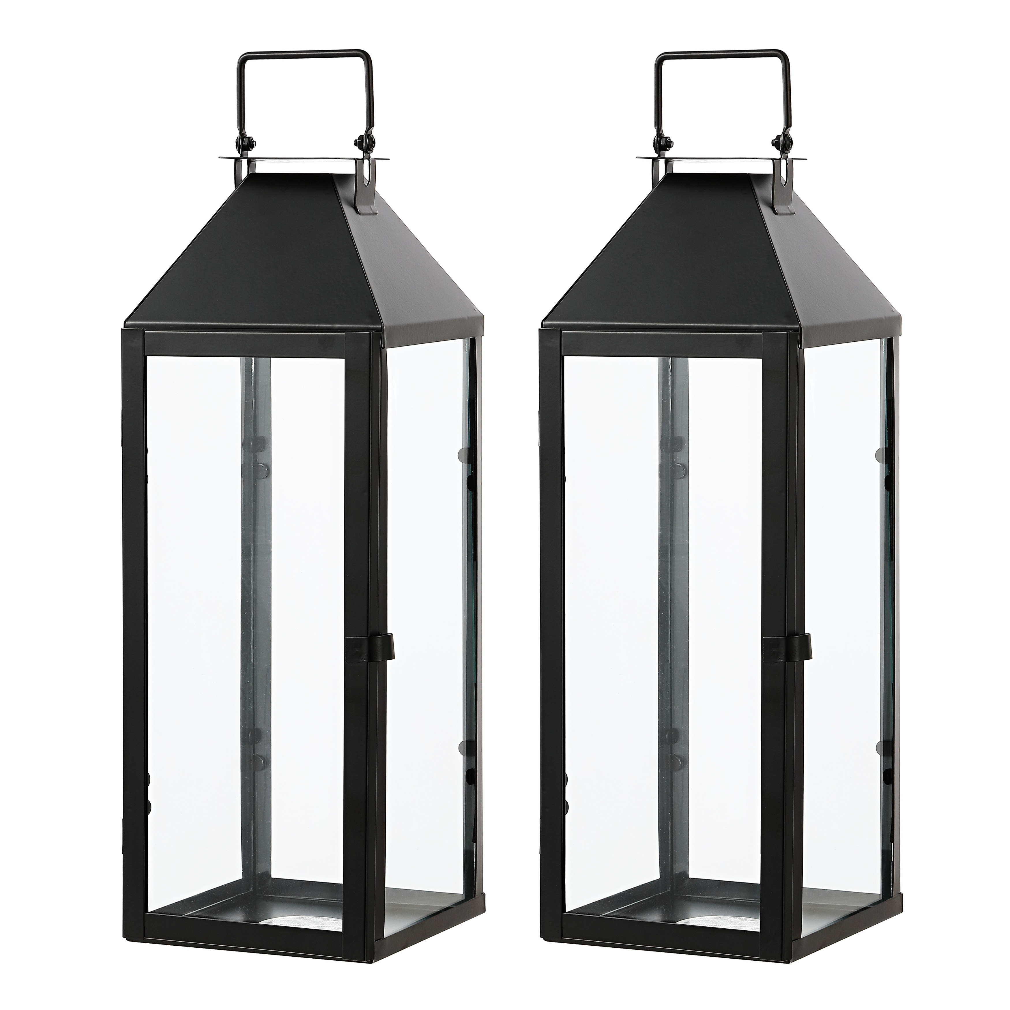 SAFAVIEH Outdoor Ruane Lantern Set of 2 - Tall Decorative Patio Lanterns, 17.5-Inch - 6"W x 5"D x 18"H
