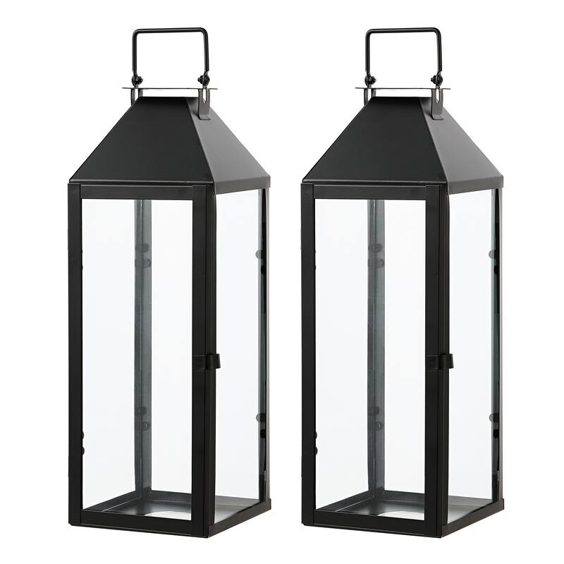 SAFAVIEH Outdoor Living Ruane Lantern (Set of 2) - 6"W x 5"D x 18"H