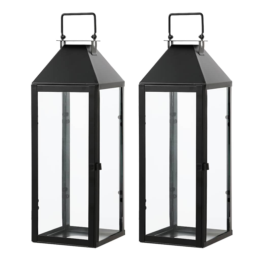 SAFAVIEH Outdoor Living Ruane Lantern (Set of 2) - 6"W x 5"D x 18"H
