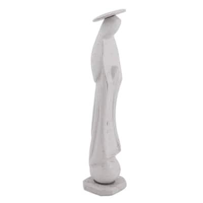 Handmade Holy Madonna In White Marble Statuette (Mexico) - 10.5" H x 2.2" W x 2.1" D