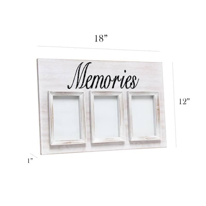 "Memories" Rustic Wooden Collage Photo Frame - 23" - White and Black